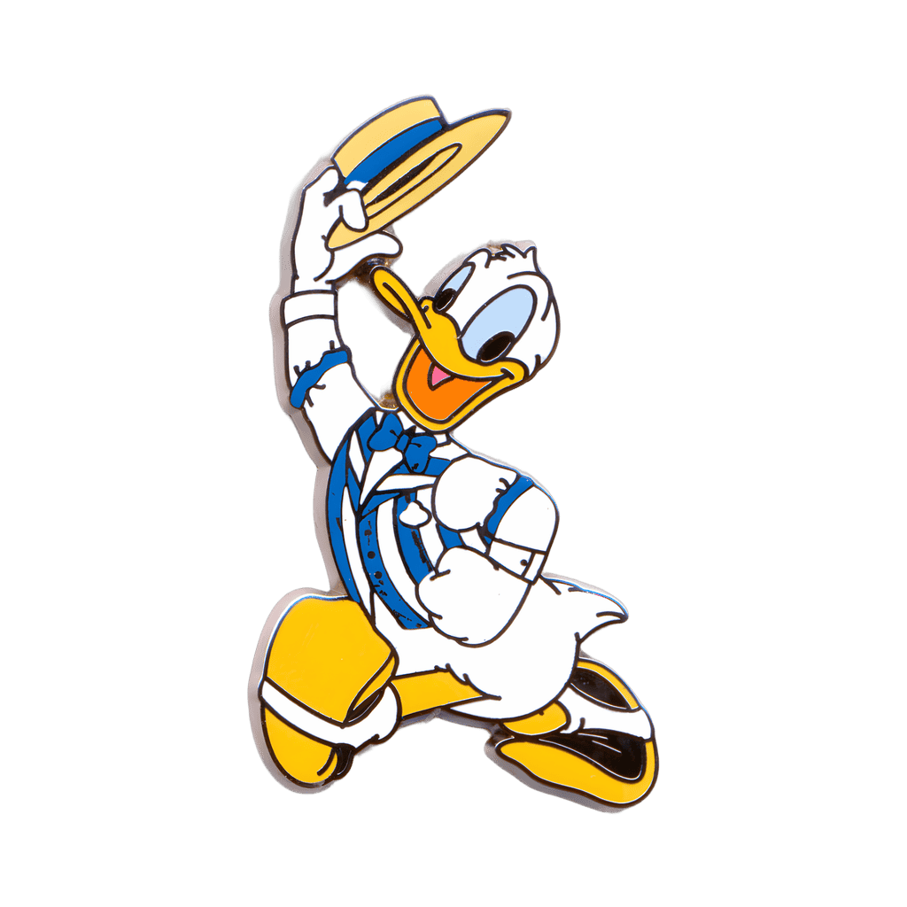 Donald in a Blue Striped Vest and Straw Hat Disney pin