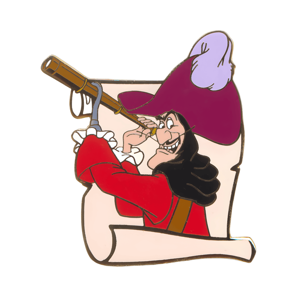Captain Hook with a Telescope atop a Map Disney pin