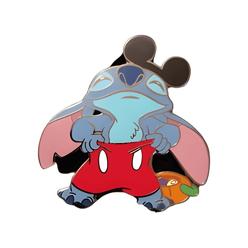 Stitch Pulling on Mickey's Shorts Disney pin