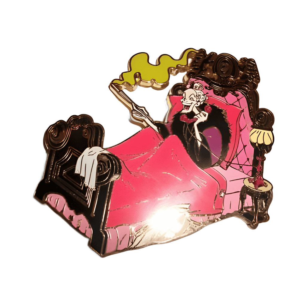 Cruella smoking in bed Disney pin