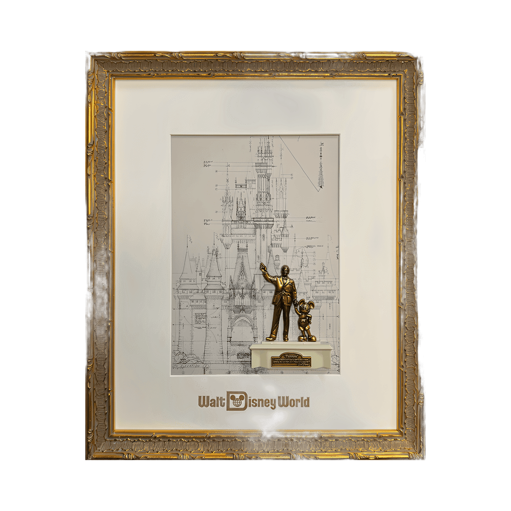 Cinderella Castle Blueprint and Partners Statue Framed Pin Disney pin