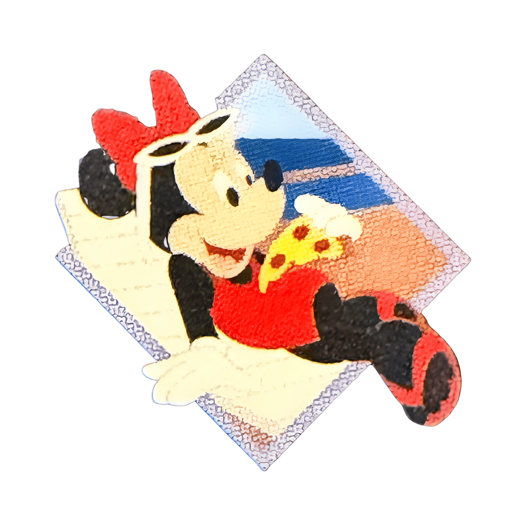 Minnie eating pizza Disney pin