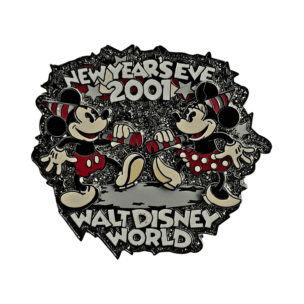 WDW New Year's Eve 2021, Mickey and Minnie dancing with party favors Disney pin