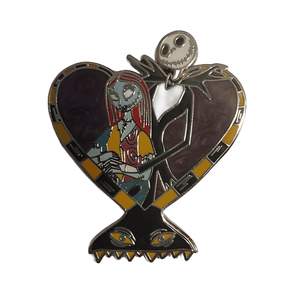 Jack Skellington and Sally inside a heart Disney pin