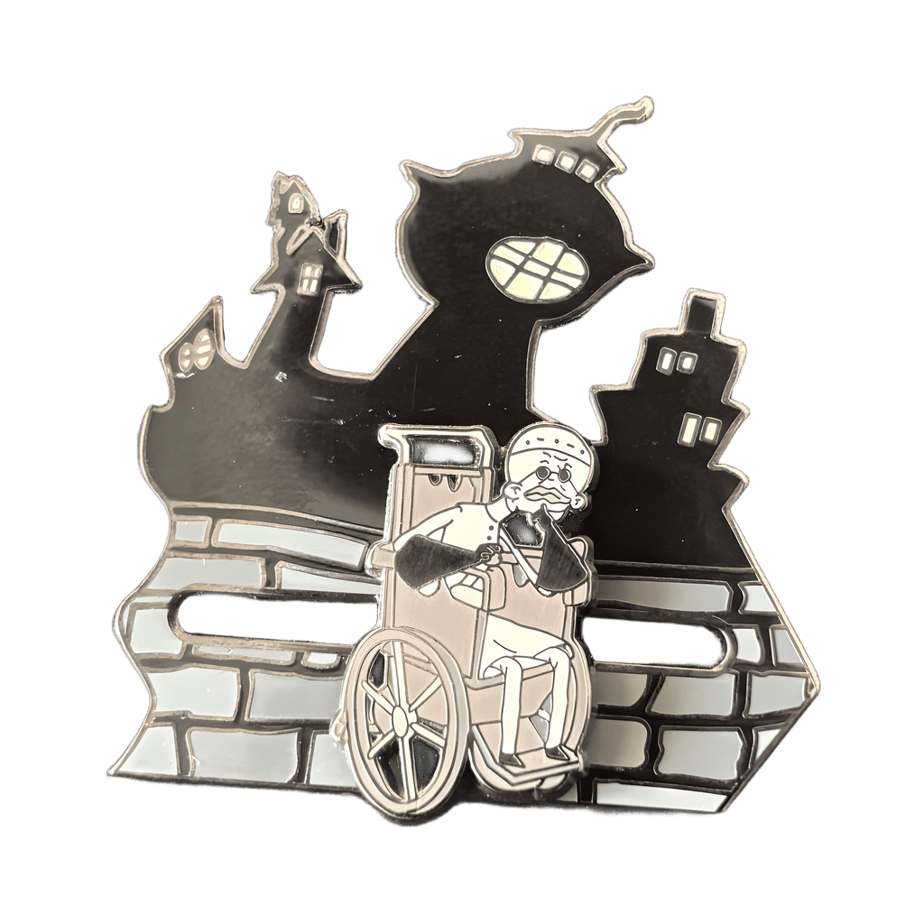 Dr. Finkelstein in front of his house Disney pin