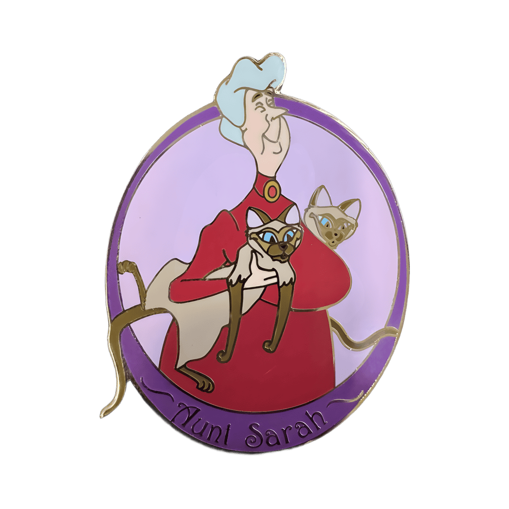Aunt Sarah carrying Si & Am Disney pin