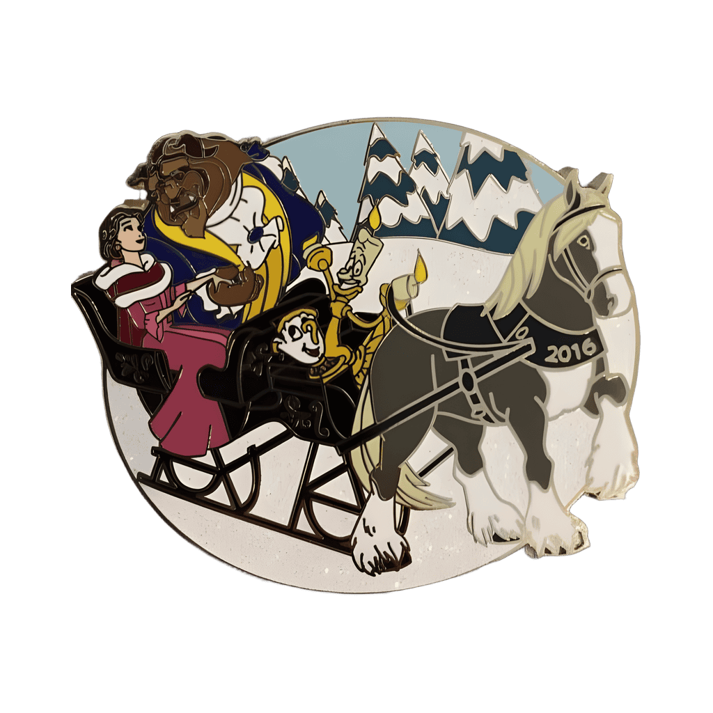 Holiday Sleigh Ride - Belle, Beast, Chip, Lumiere and Phillipe Disney pin