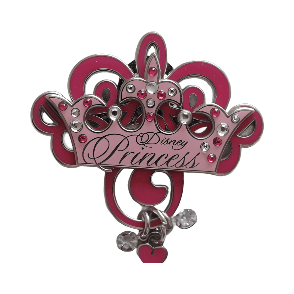 Pink crown with dangle charms Disney pin