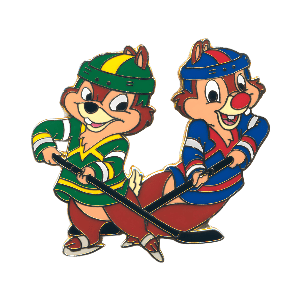 Chip & Dale Playing Ice Hockey Disney pin