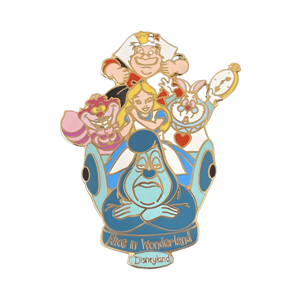 Alice, Queen of Hearts, Cheshire Cat, White Rabbit, Caterpillar - Cluster Disney pin