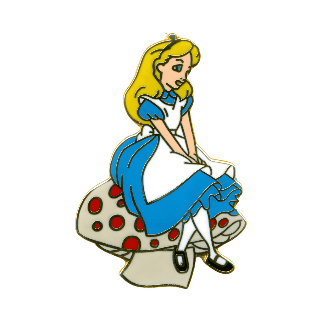 Alice atop a Mushroom Disney pin