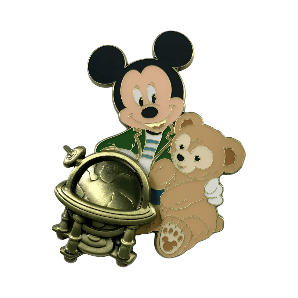 Mickey Mouse and Duffy with World Globe Spinner Disney pin