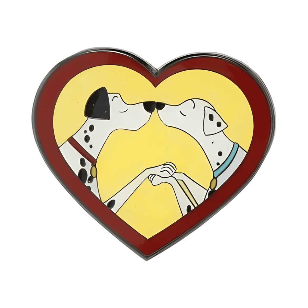 Pongo and Perdita in a red heart Disney pin
