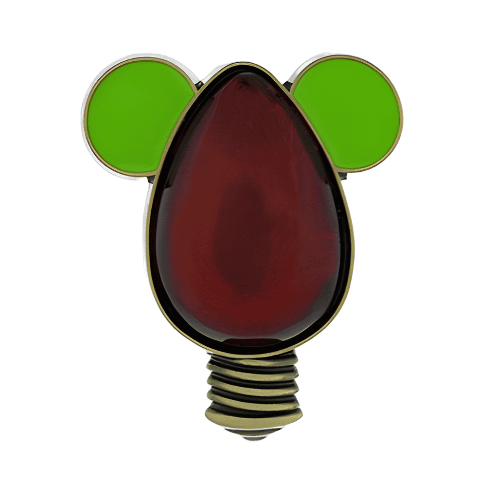 Red and Green Mickey Christmas Light Bulb Disney pin