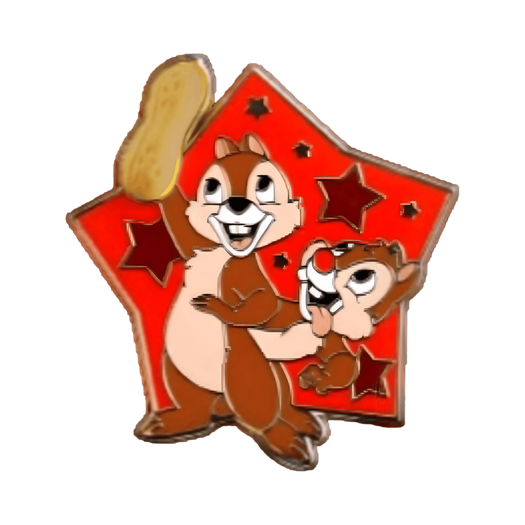 Chip and Dale with Peanut on Red Star Disney pin