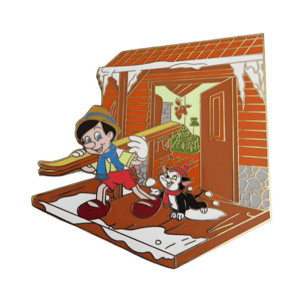 Pinocchio with Skiis and Figaro Disney pin