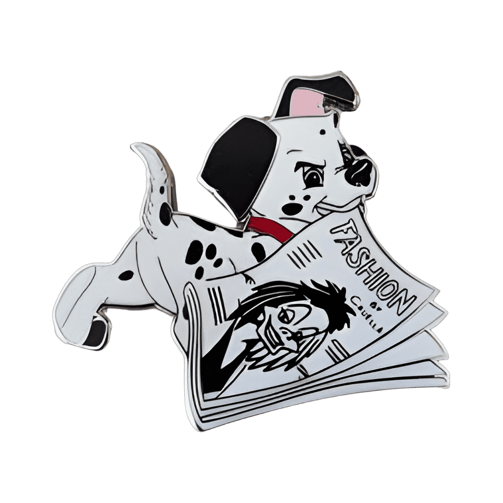 Patch newspaper with Cruella Disney pin