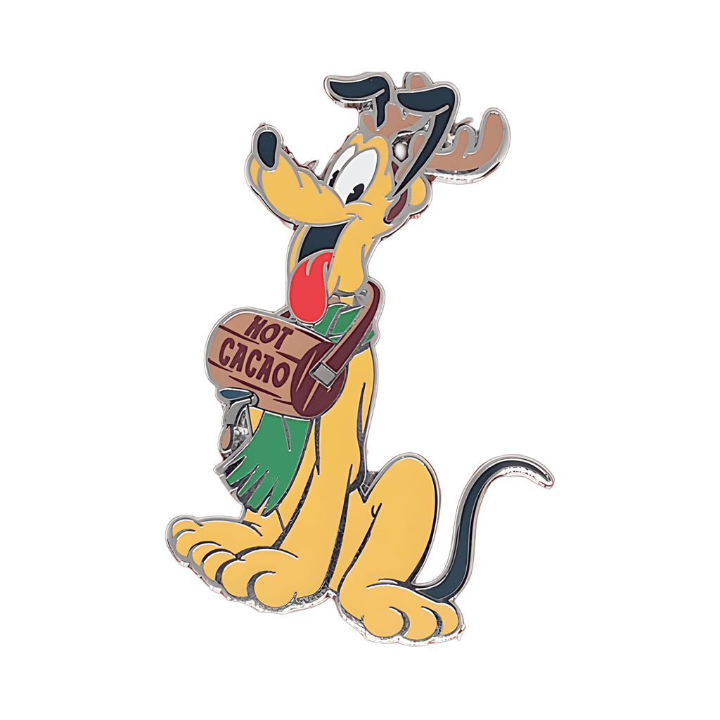 Pluto wearing Antlers and Carrying Hot Cacao (Choco) Disney pin