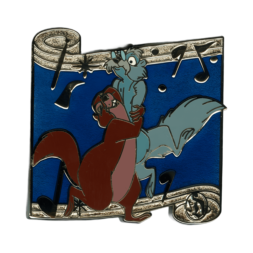 Dancing Scroll Mystery Collection - Merlin and Lady Squirrel CHASER Disney pin