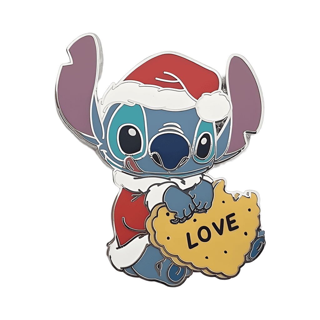 Santa Stitch Eating a Cookie with Love Written on it Disney pin
