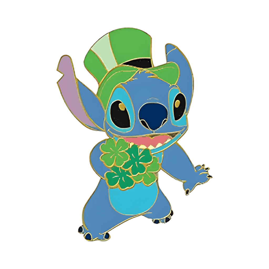 Stitch in Top Hat with Clovers Disney pin