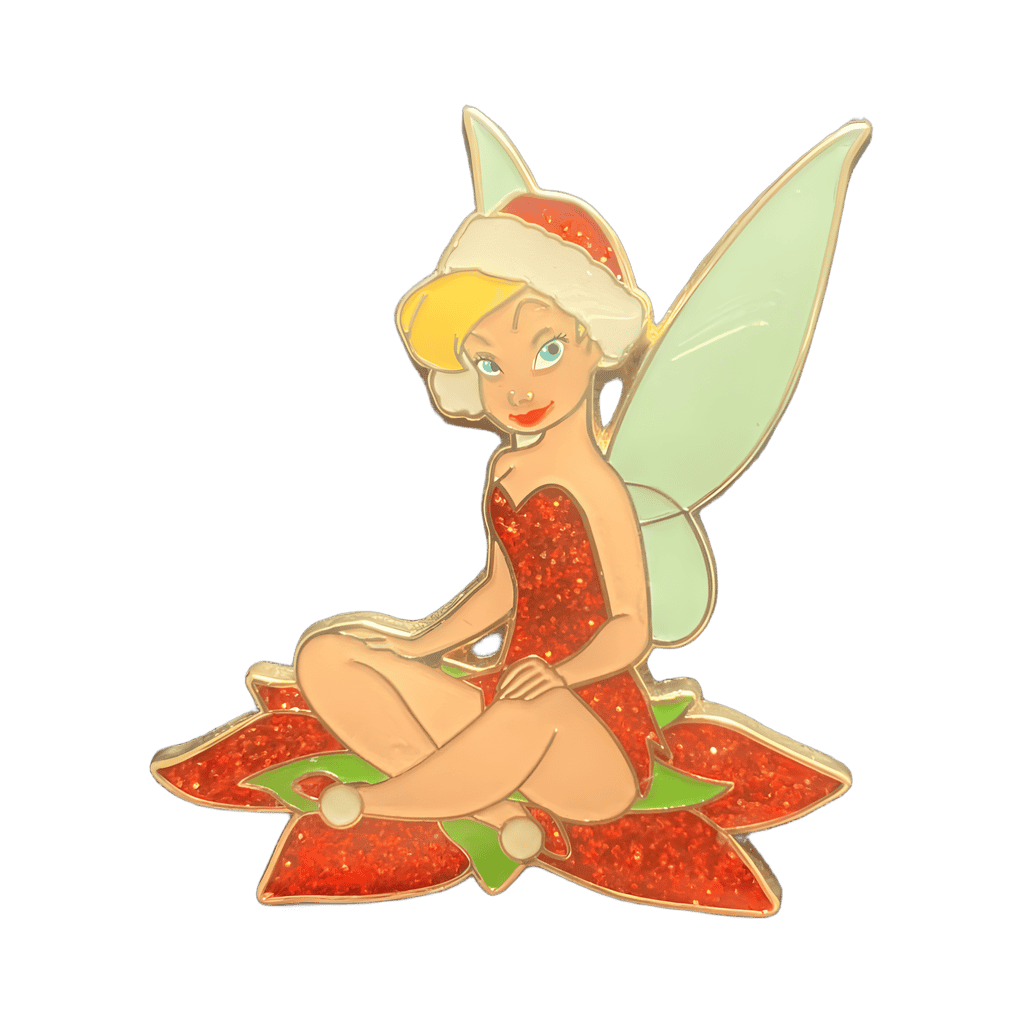 Tinker Bell Sitting On Poinsettia Disney pin