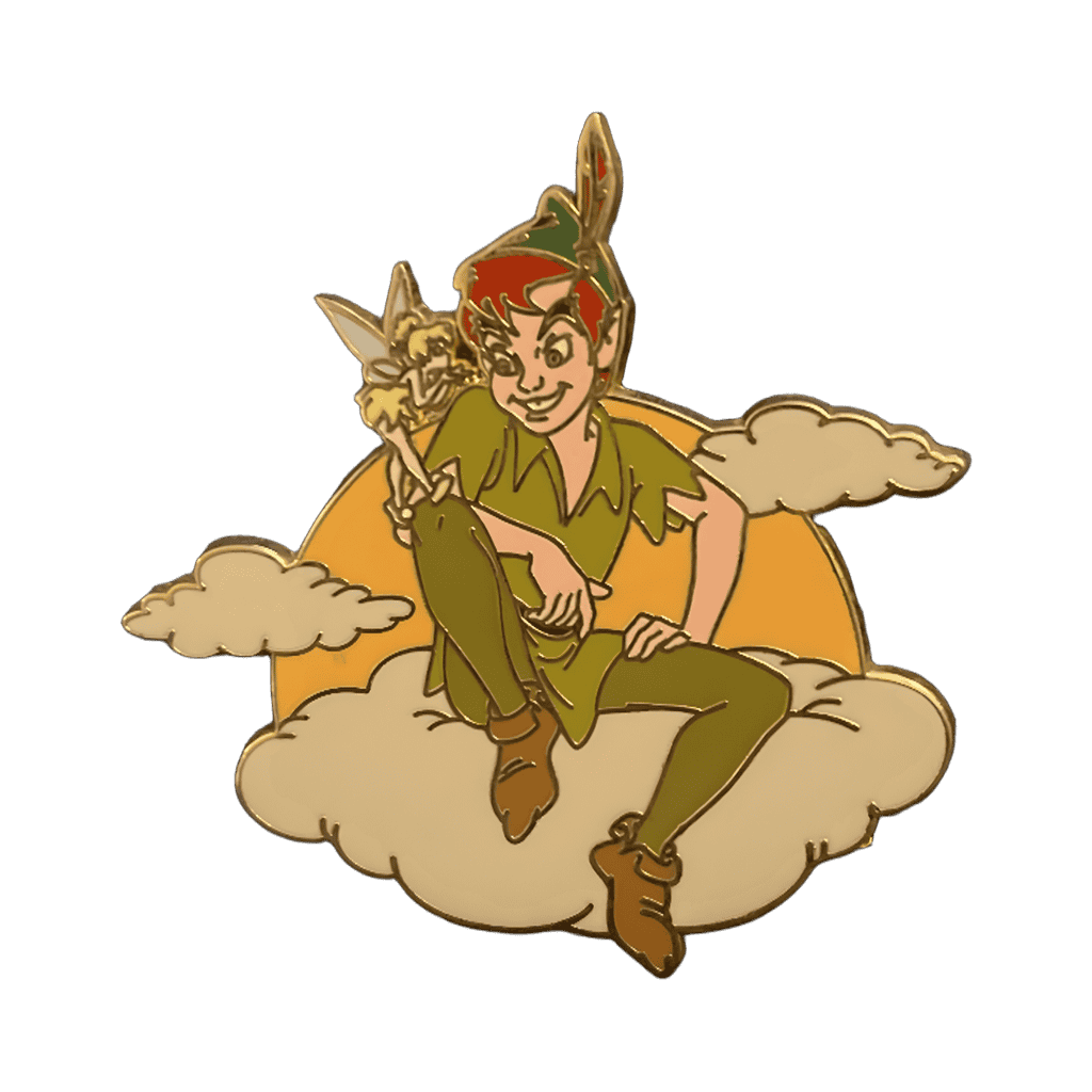 Peter Pan sitting on cloud - Tinkerbell Blows kisses Disney pin