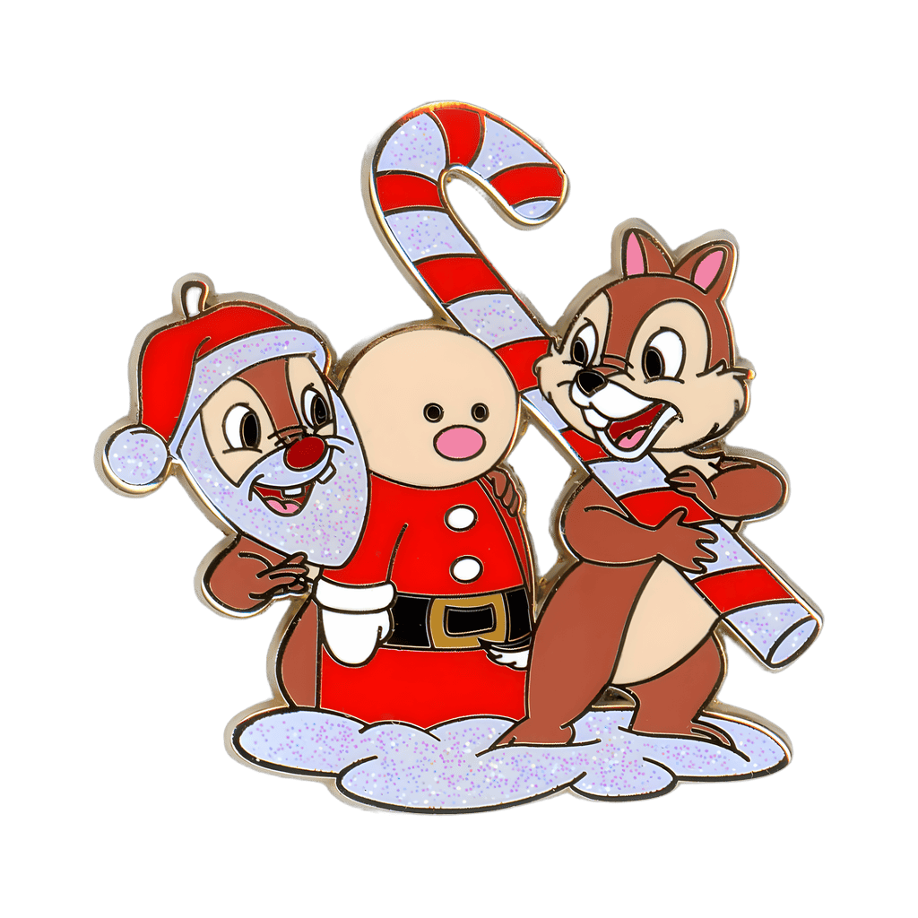 Chip and Dale with a Candy Cane and Santa Candle Disney pin