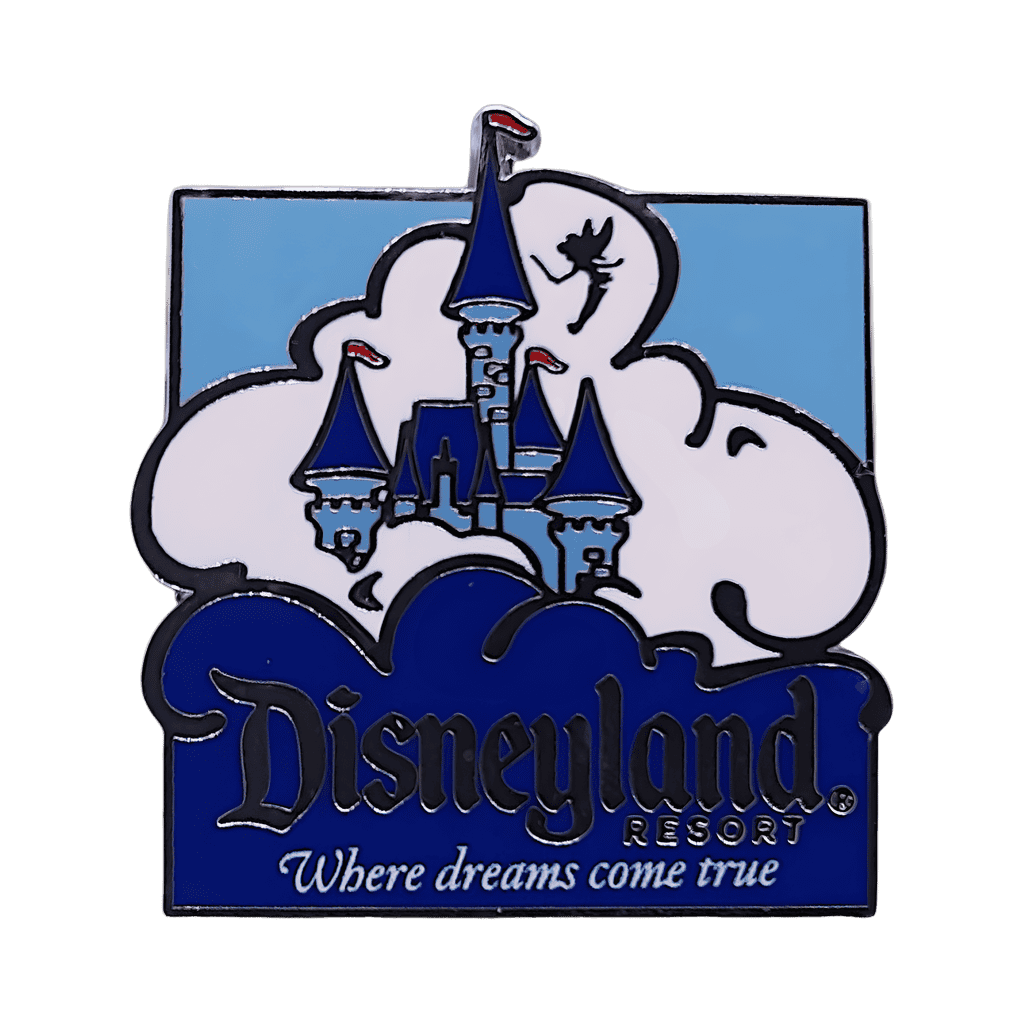 Where Dreams Come True - Blue Logo and Castle with Tinker Bell Disney pin