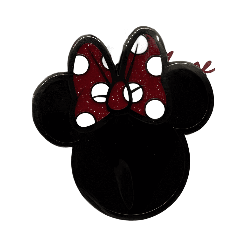 Black Minnie Icon with red and white polka dot bow Disney pin