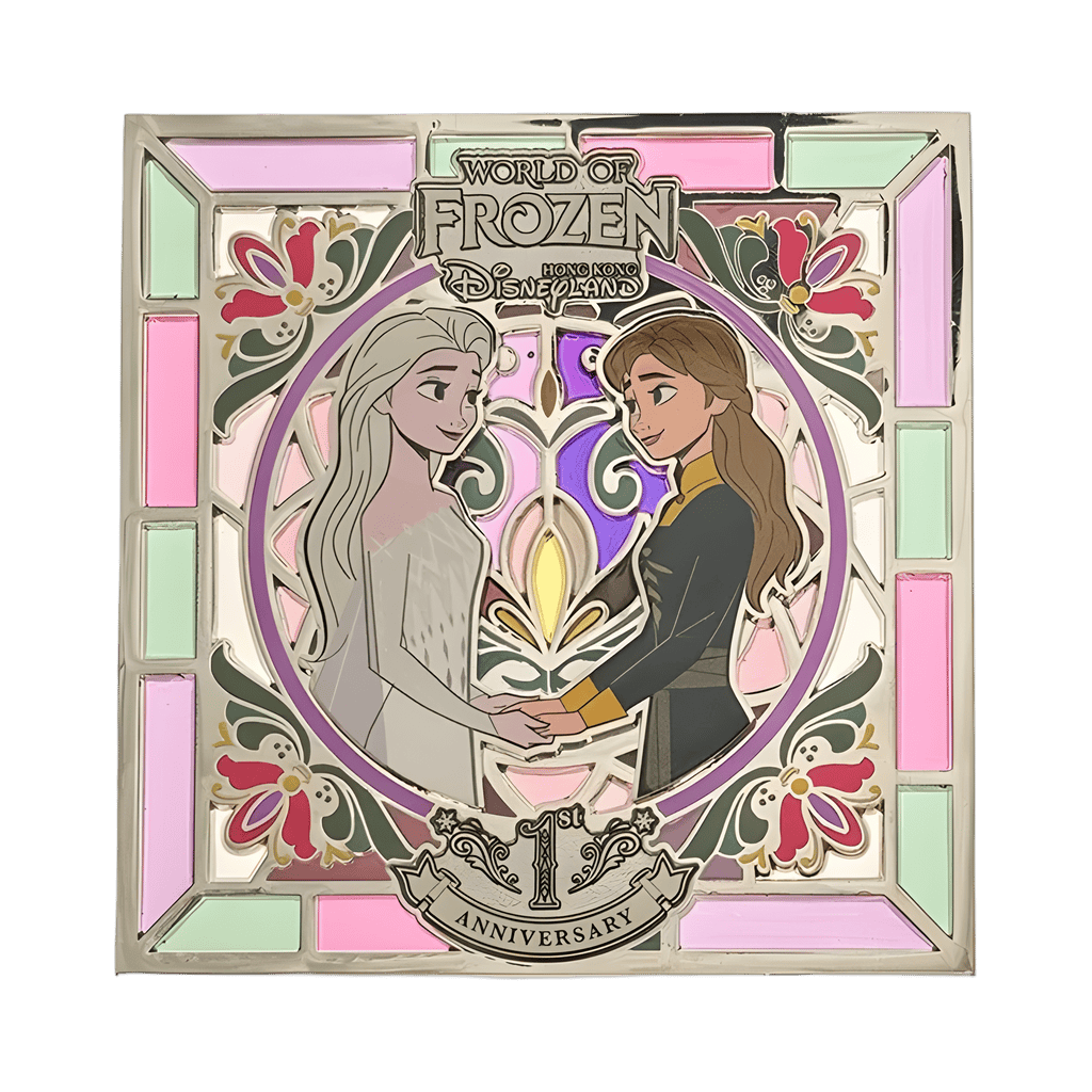 Elsa and Anna 1st Anniversary Jumbo Stained Glass Disney pin