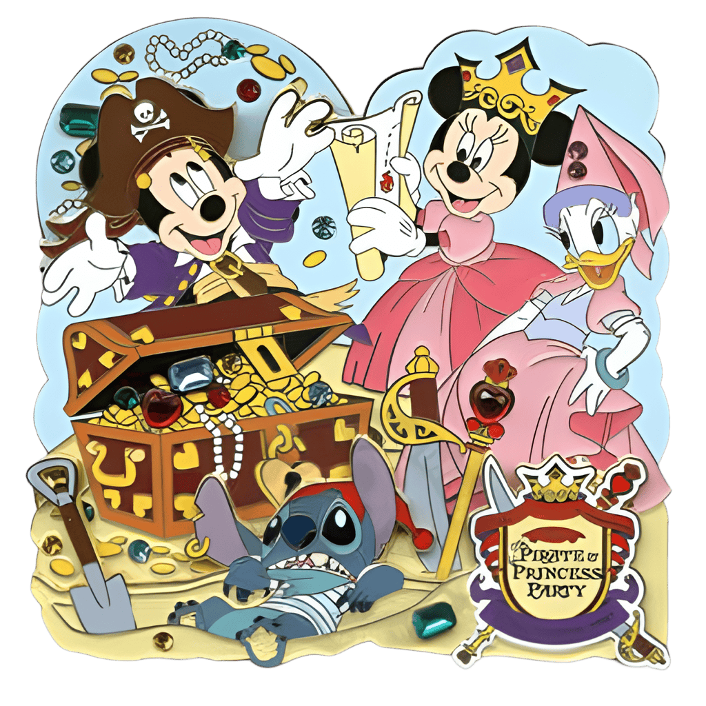 Mickey, Minnie, Daisy and Stitch with Treasure Jumbo Disney pin