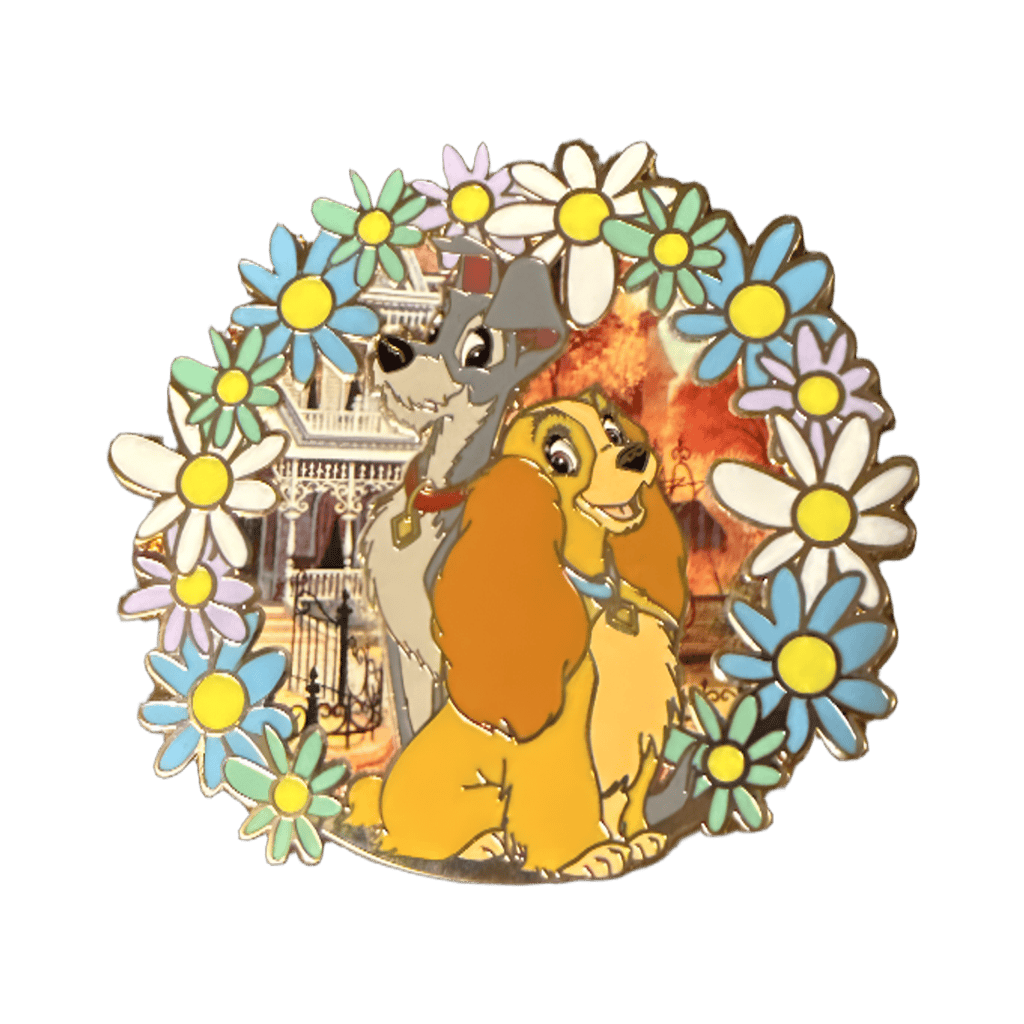 Lady and Tramp with flowers Disney pin