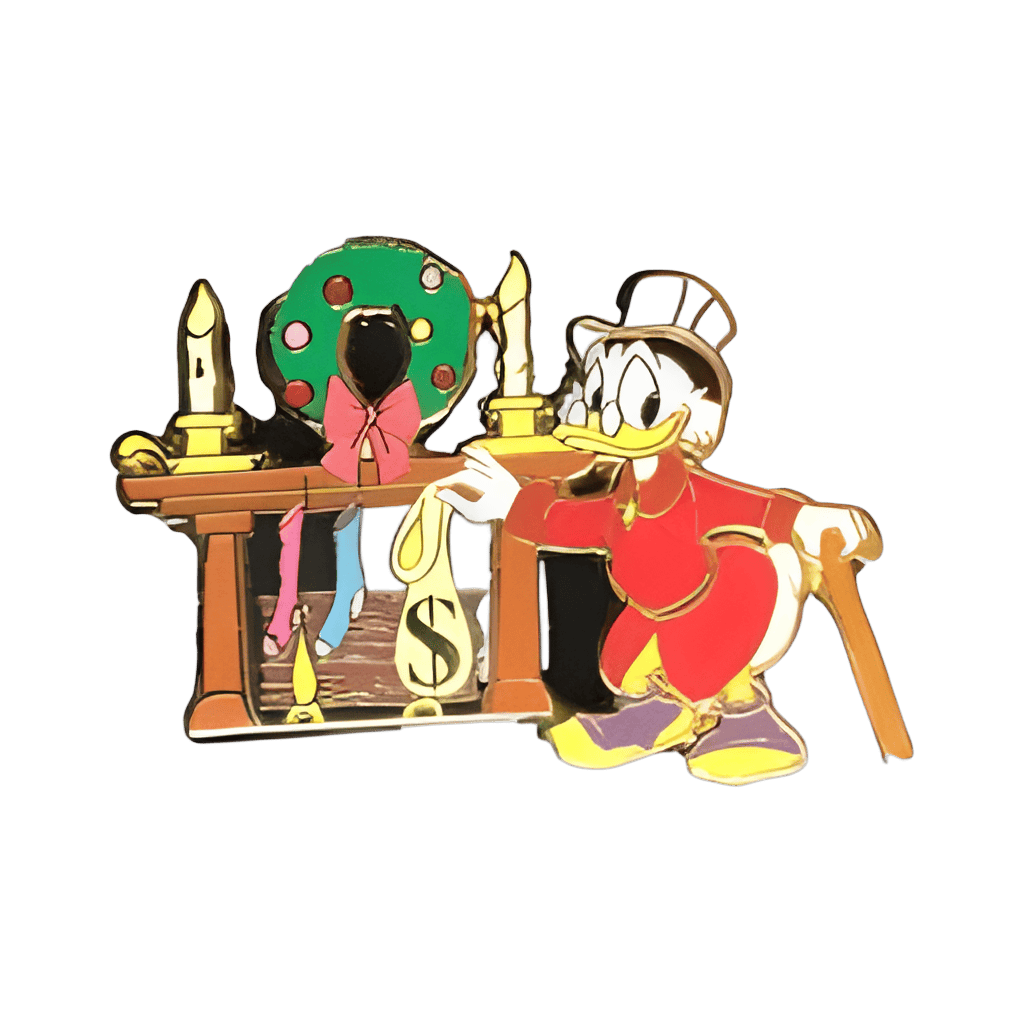 Scrooge McDuck hangs christmas stocking Disney pin