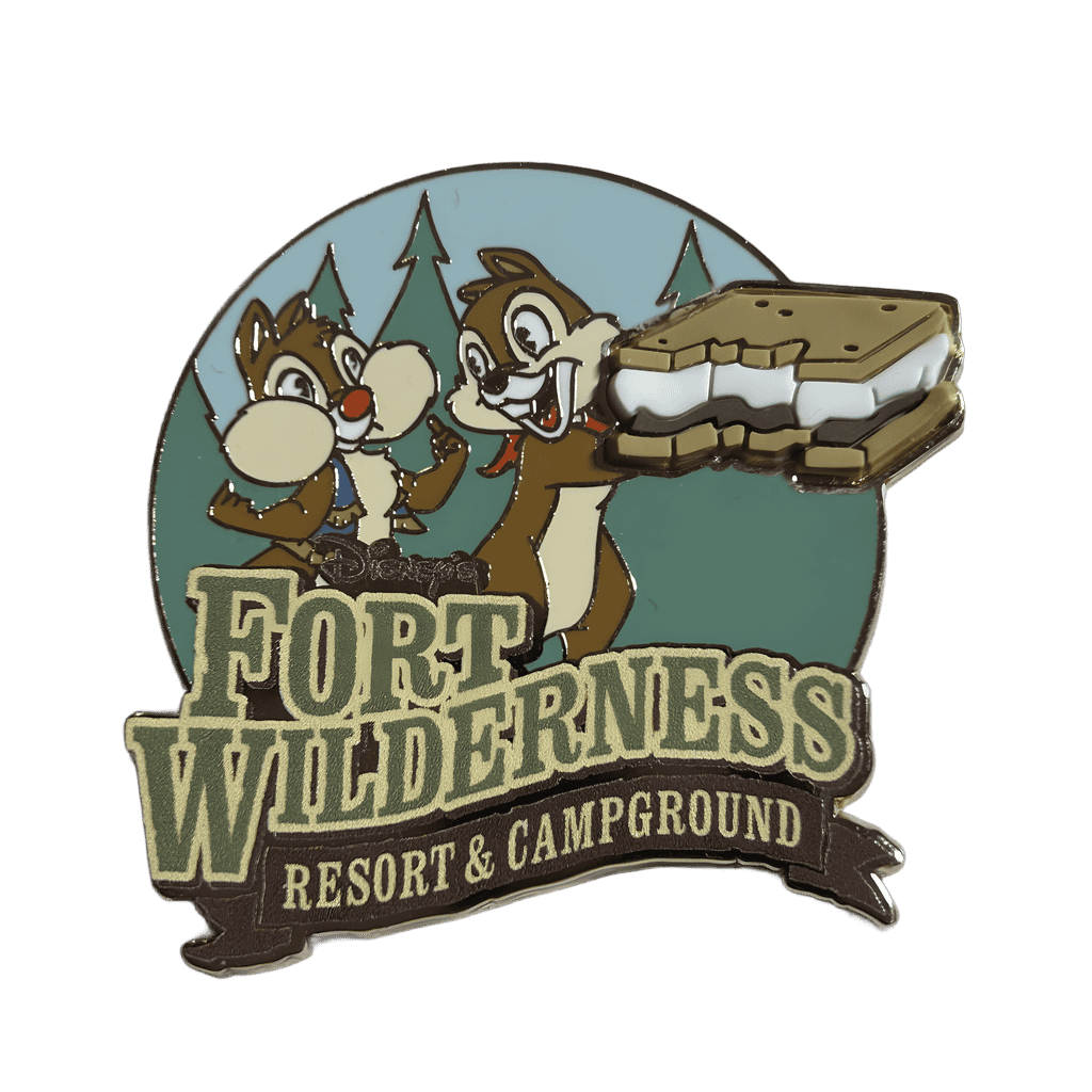 Chip and Dale eating a s’more Disney pin