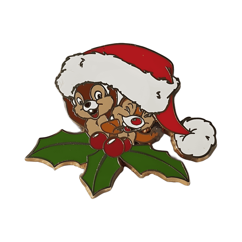 Chip and Dale underneith Santa's hat Disney pin