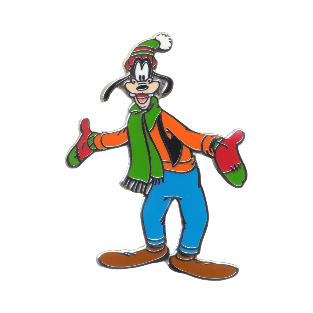 Goofy Wearing a Green Scarf, Red and Green Hat and Mittens Disney pin