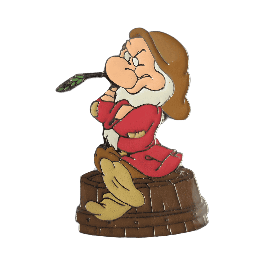 Grumpy Sitting on a Washtub Wheat in Mouth Disney pin