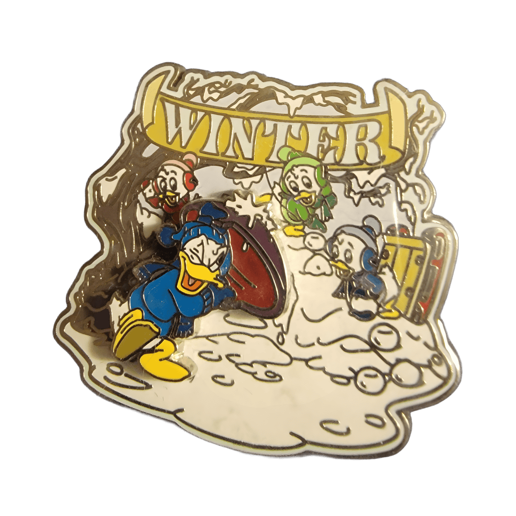 Donald and nephews snowball fighting Disney pin