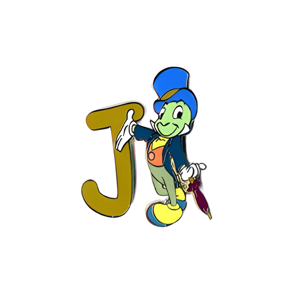 J for Jiminy Cricket Disney pin