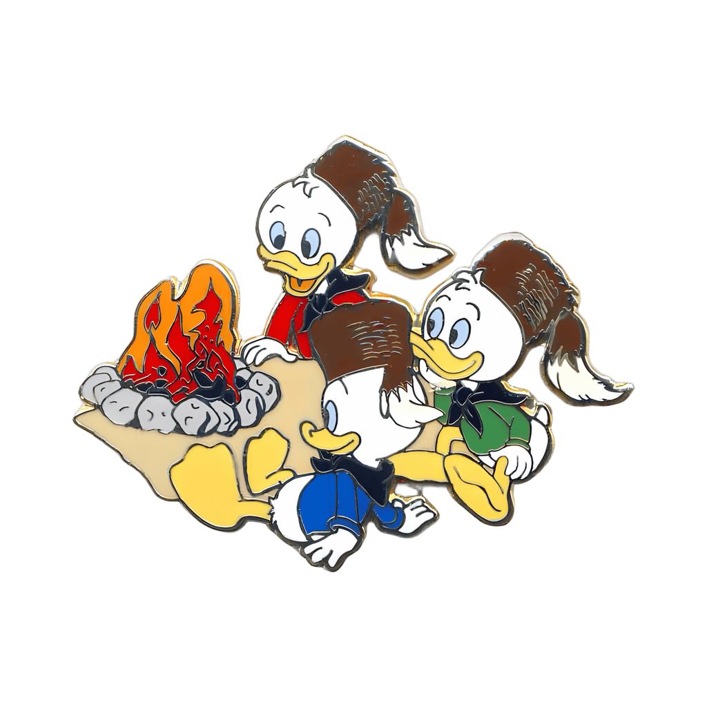 Junior Woodchucks Huey, Duwey and Louie sitting at a Campfire Disney pin