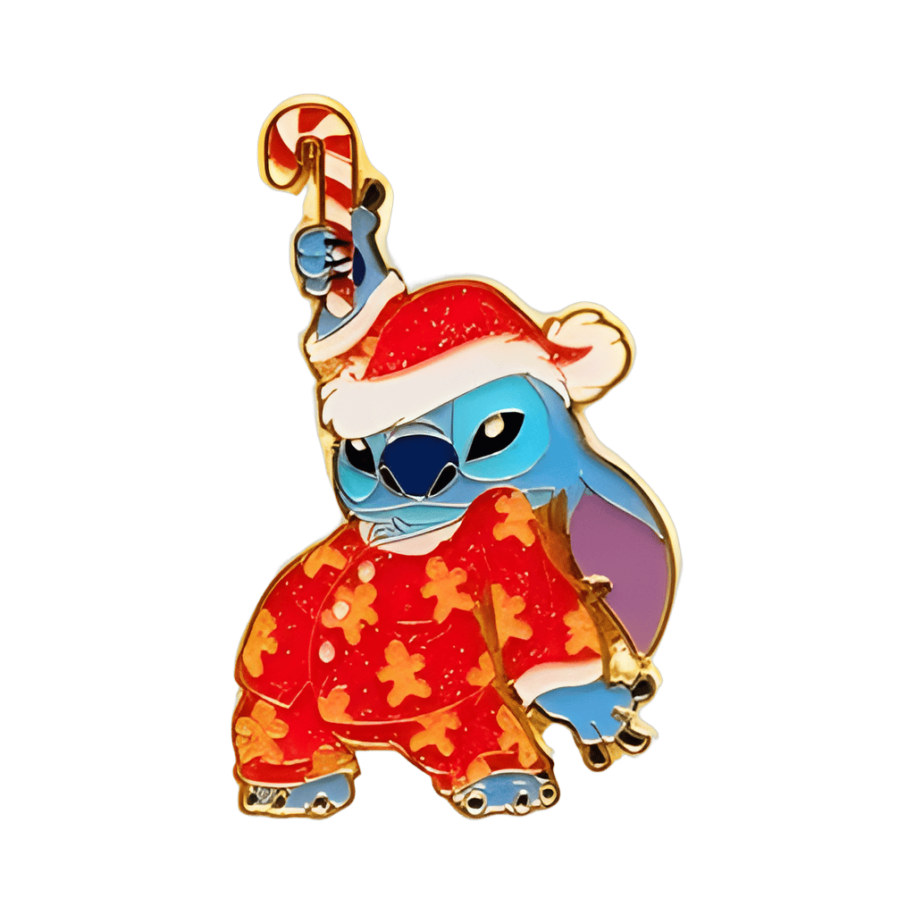 Stitch holding a candy cane Disney pin