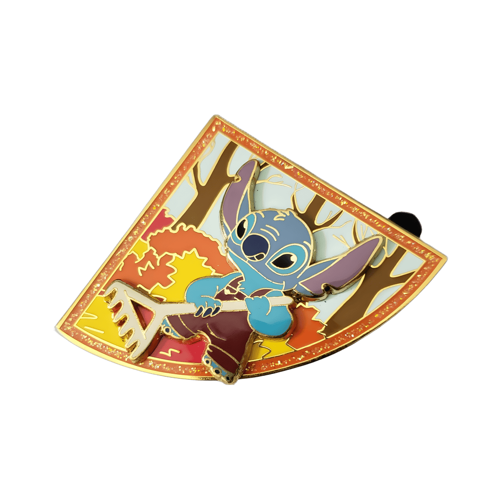 Autumn - Stitch Raking Leaves Disney pin