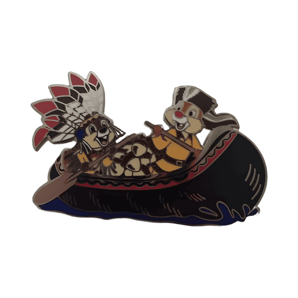 Chip & Dale canoeing Disney pin
