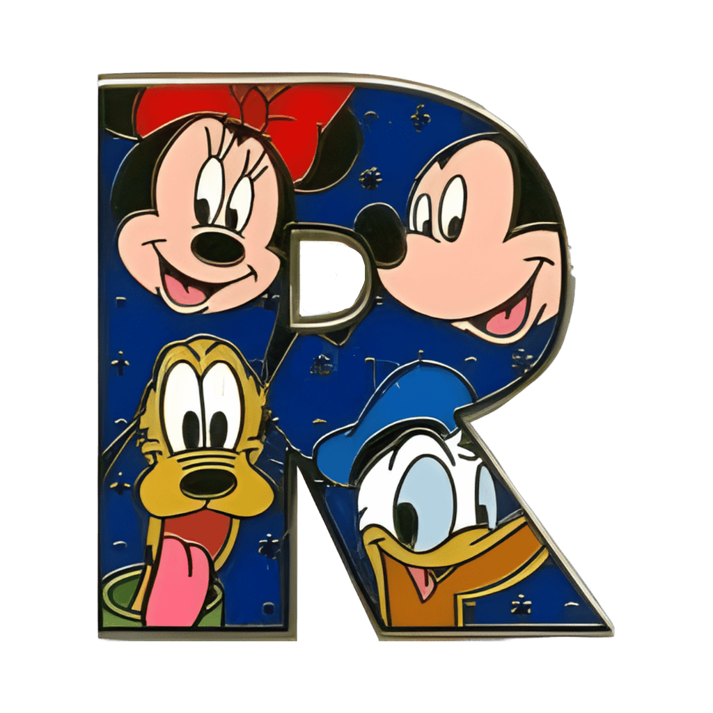 R Minnie, Mickey, Donald, and Pluto Disney pin