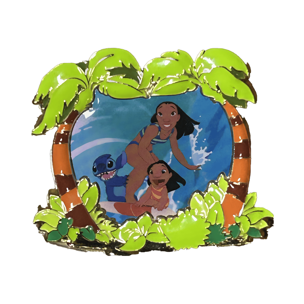 Lilo, Nani, and Stitch surfing Disney pin