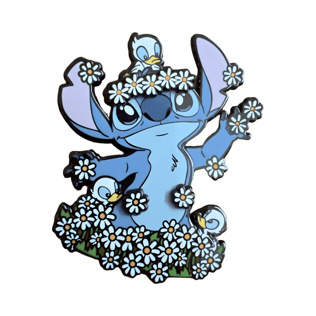 Stitch with Daisy Flowers Disney pin
