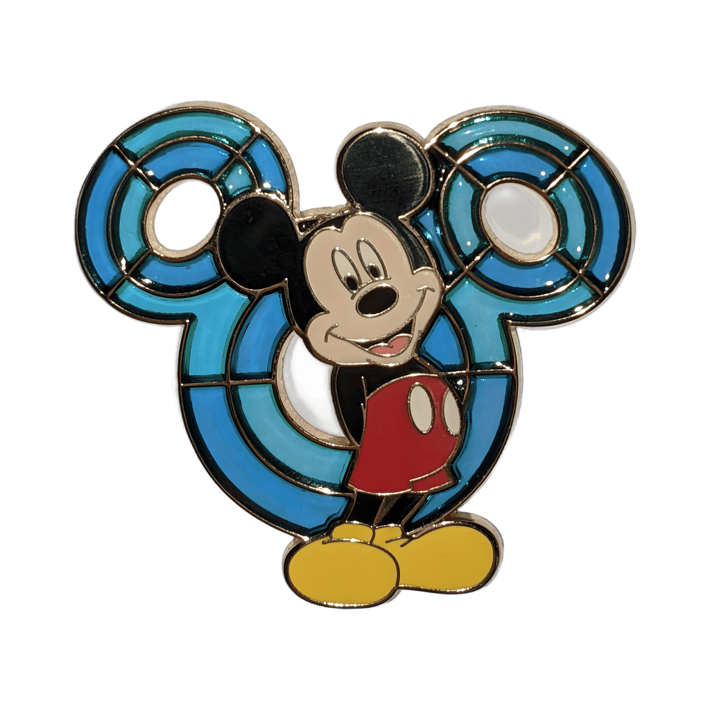 Mickey in front of Blue Mouse Head Disney pin