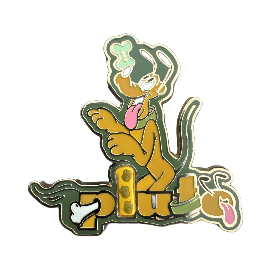 Pluto Balancing Bone on Nose with Free-D Name Disney pin