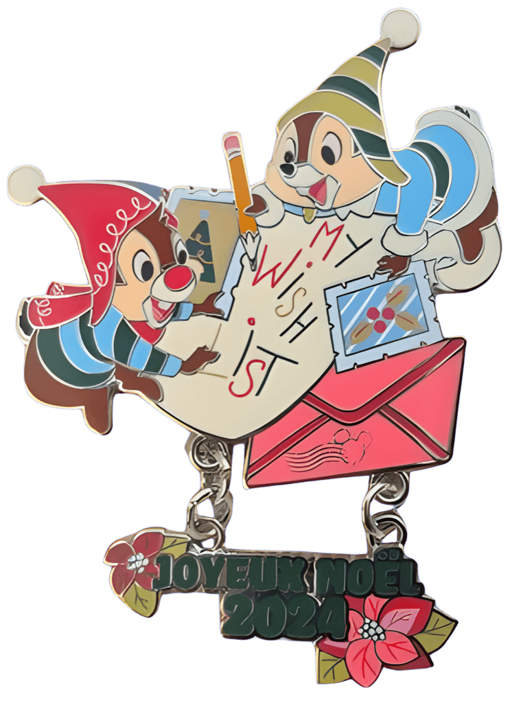 Joyeux Noël 2024 - Chip and Dale writing wishlist Disney pin